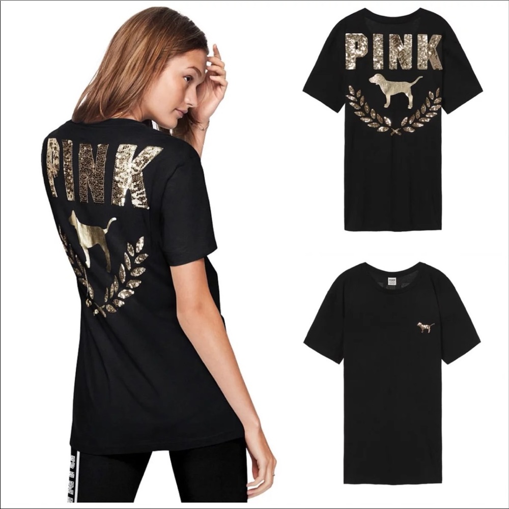 VS Pink Bling Campus Tee Shirt Victoria’s Secret S